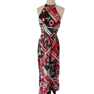 Kamehameha Vintage Retro Floral Maxi Halter Dress